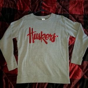 PINK Nebraska Huskers Bling Sweatshirt